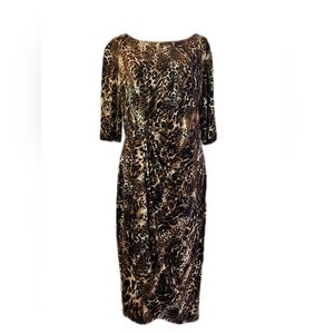 Connected Apparel Animal Print Long Sleeve Dress